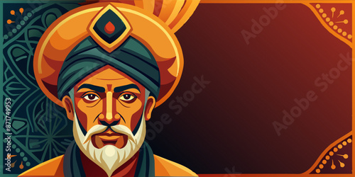 Wise man in a turban against a diwali background, embodying indian culture and traditions. Celebratory and joyful, with elements of hope and peace