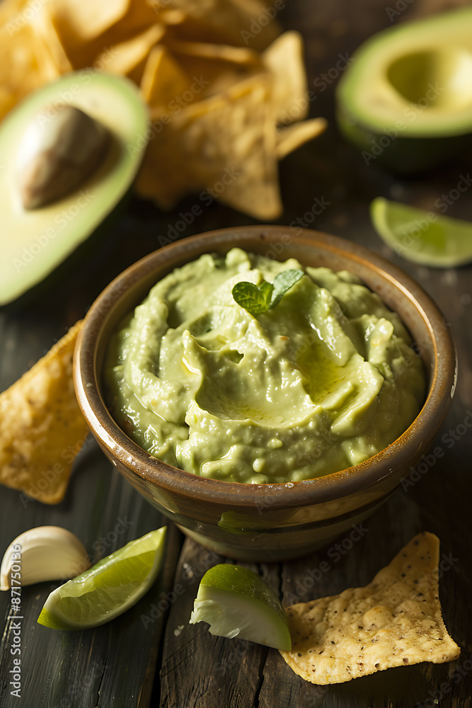 Homemade Avocado Yogurt Dip with Garlic and Lemon Juice Served with Tortilla Chips for Snack Time Delight Homemade Avocado Yogurt Dip with Garlic and Lemon Juice Served with Tortilla Chips for Snack Time Delight