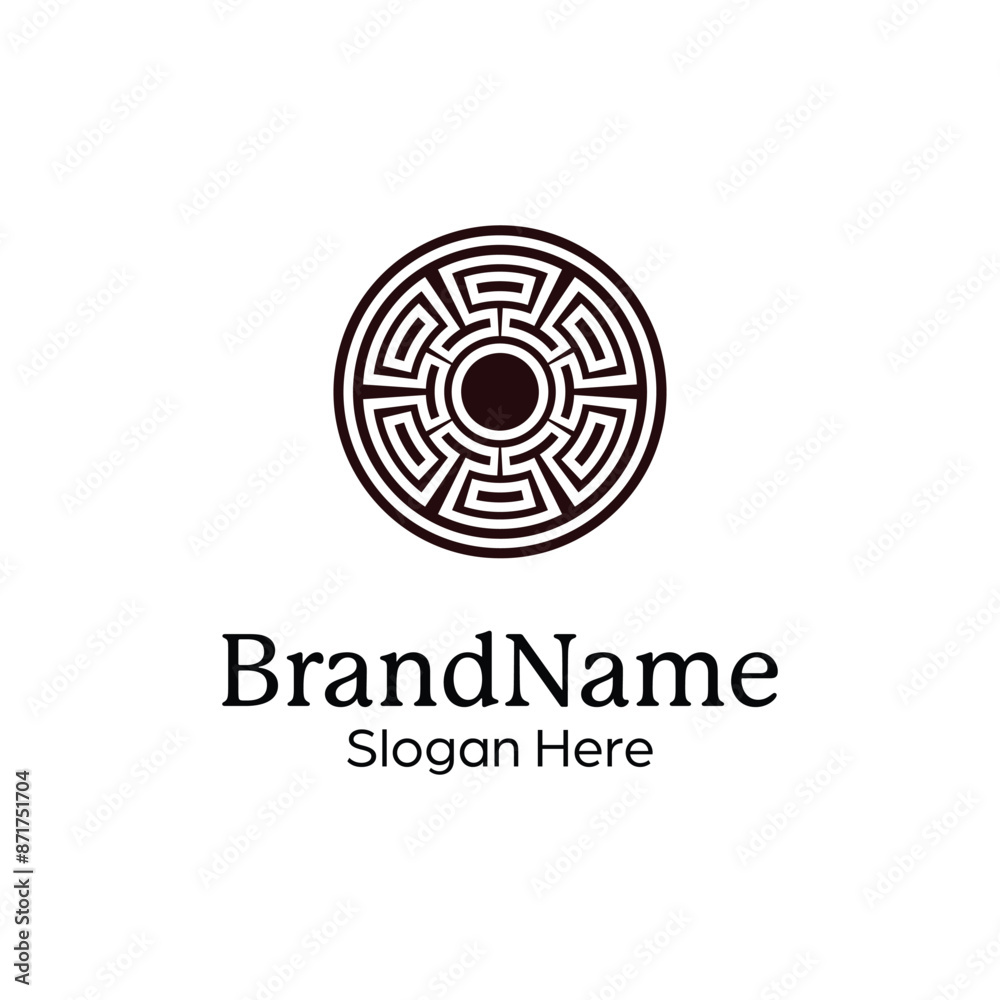 Abstract symmetric Mandala Pattern Logo Design Template Abstract symmetric Mandala Pattern Logo Design Template