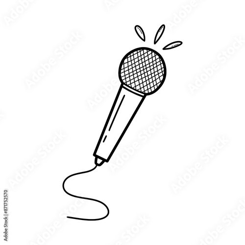 Microphone line art vector illustration.