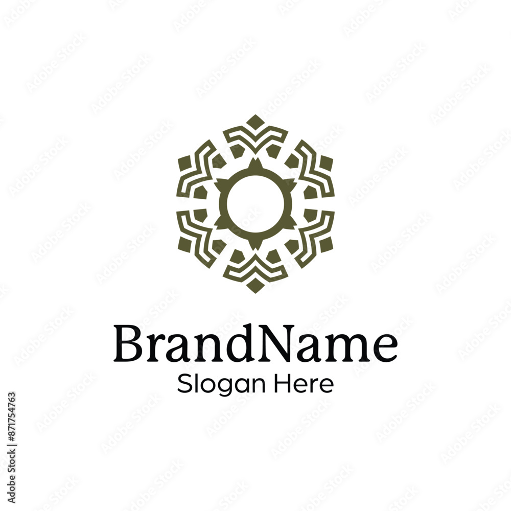 Abstract symmetric Mandala Pattern Logo Design Template Abstract symmetric Mandala Pattern Logo Design Template