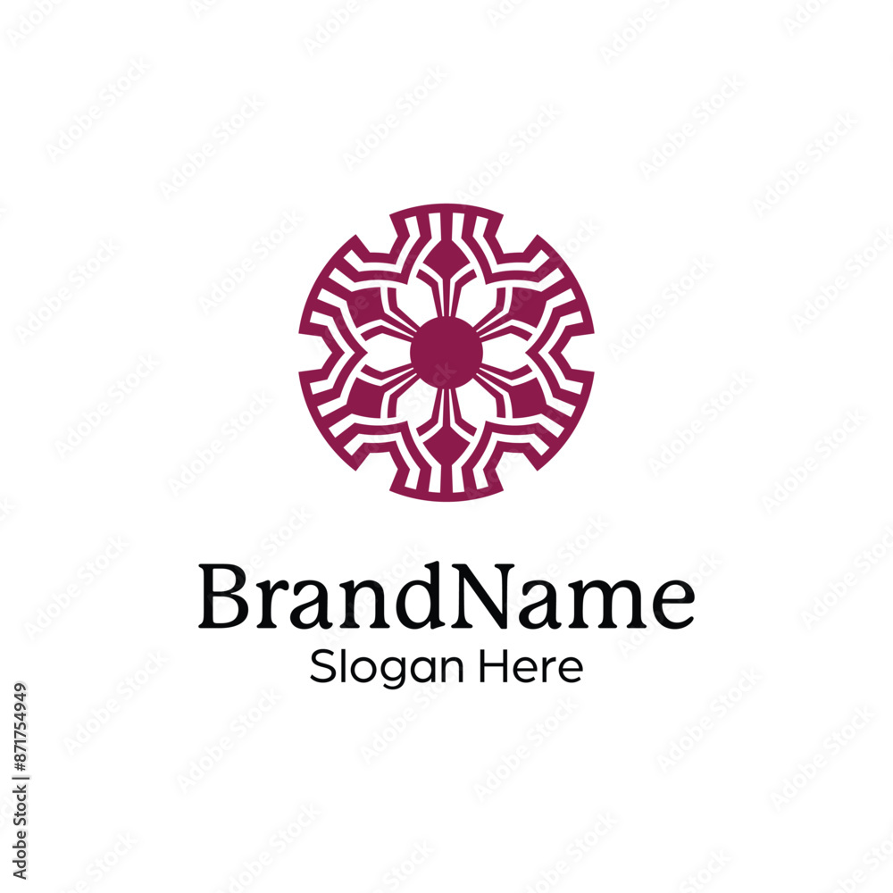 Abstract symmetric Mandala Pattern Logo Design Template Abstract symmetric Mandala Pattern Logo Design Template