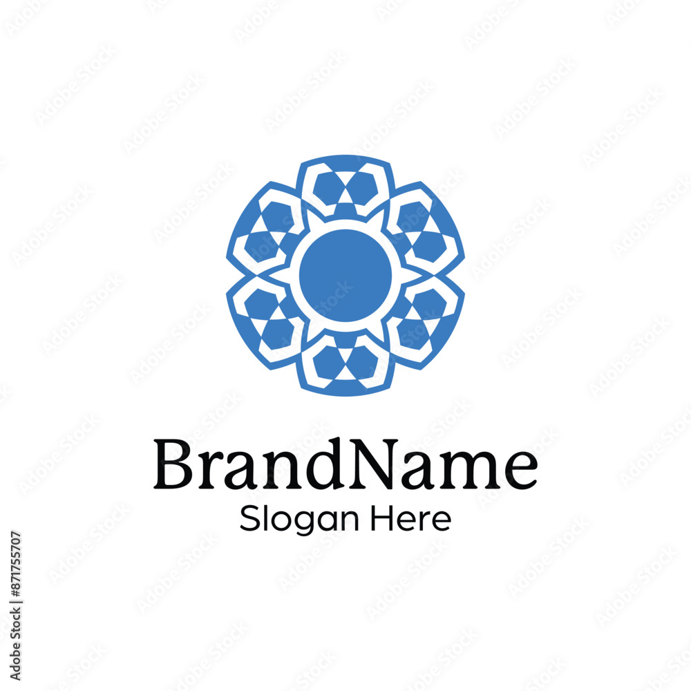 Abstract symmetric Mandala Pattern Logo Design Template