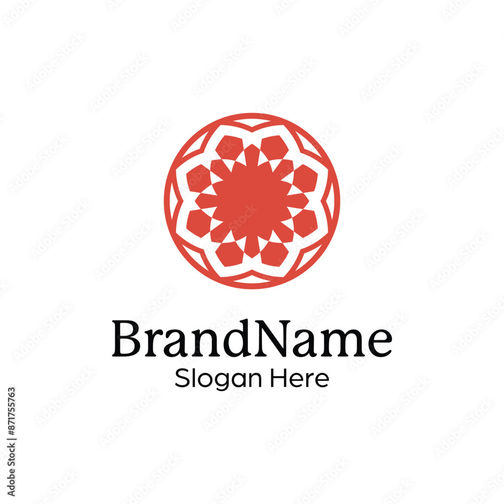Abstract symmetric Mandala Pattern Logo Design Template Abstract symmetric Mandala Pattern Logo Design Template