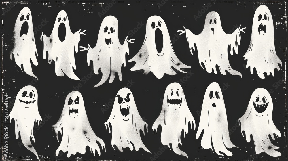 Ghosts on black background Ghosts on black background