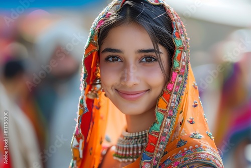 A young Indian woman with a charismatic smile and traditional attire