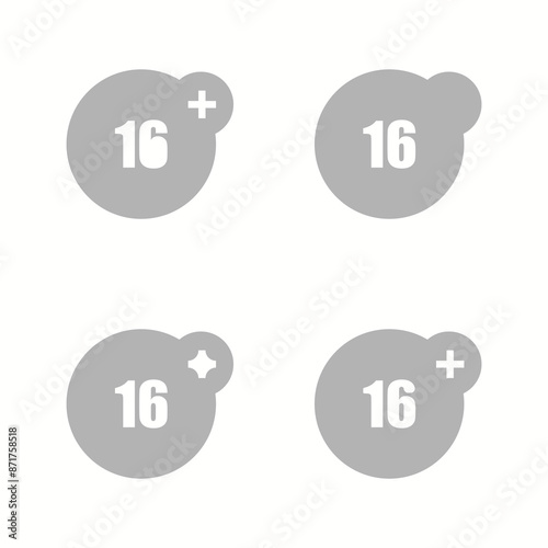 icon 16 + on a white background, on a vector illustration