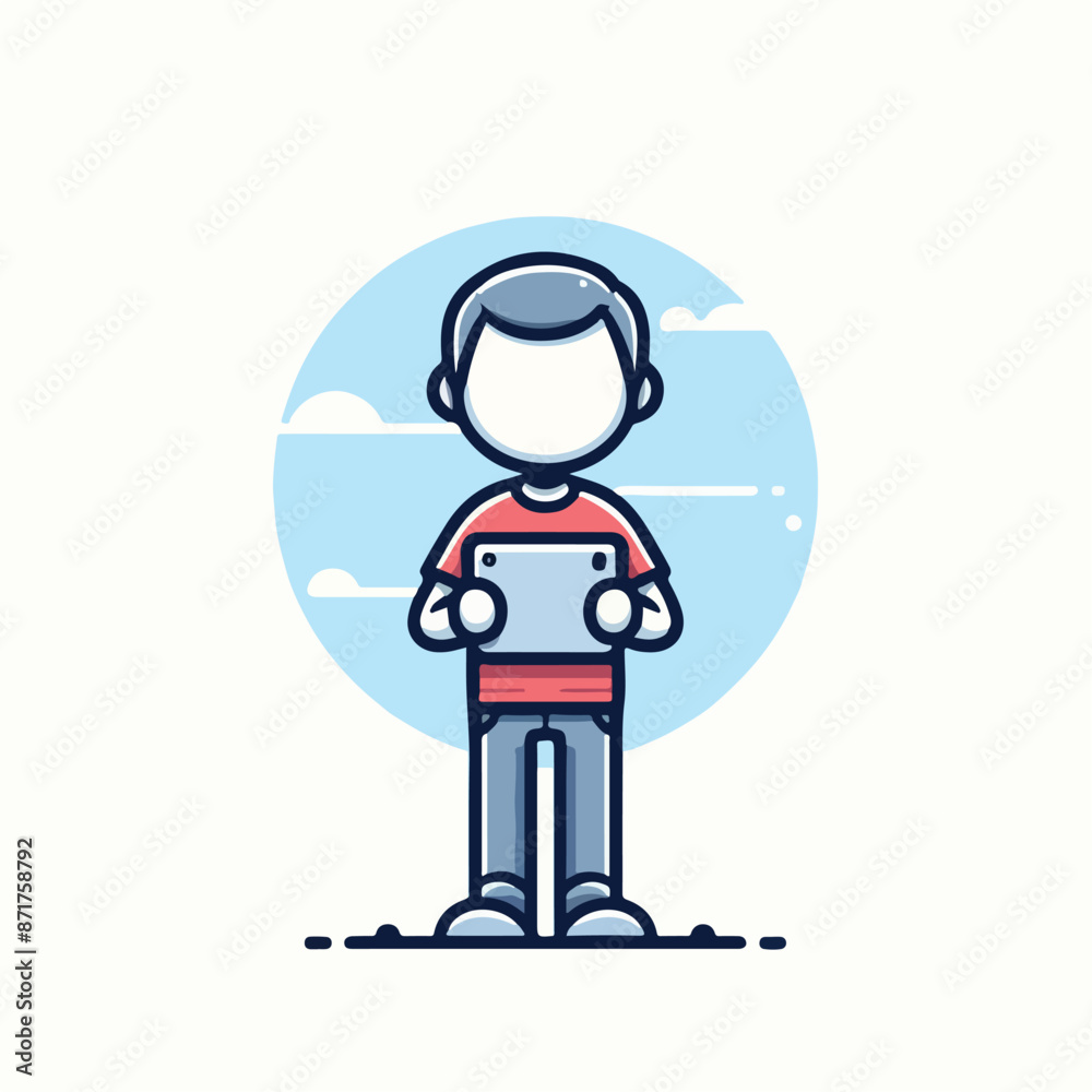 Vector image of a person carrying a tablet Vector image of a person carrying a tablet