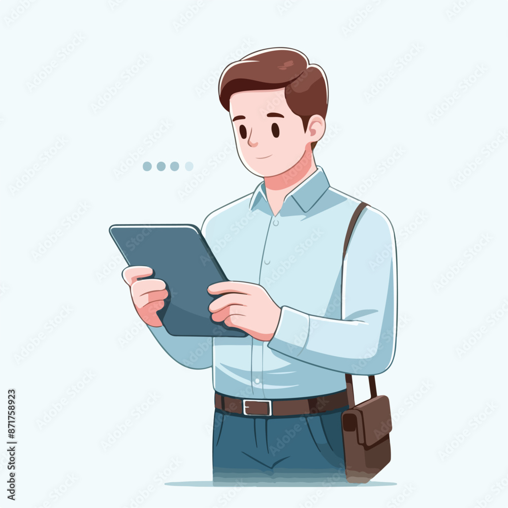 Vector image of a person carrying a tablet Vector image of a person carrying a tablet