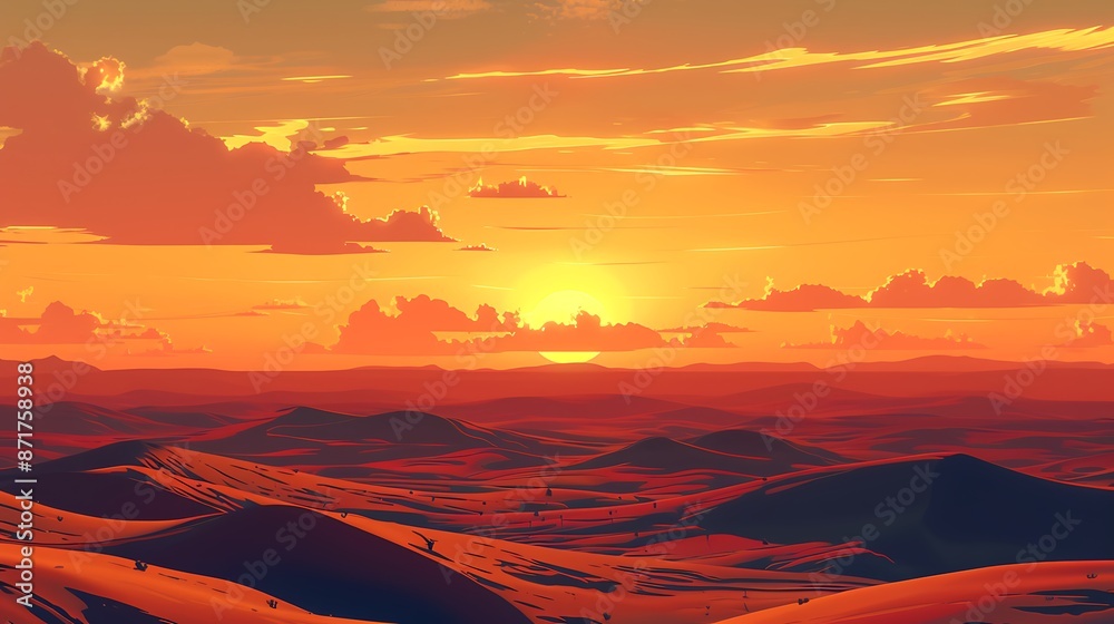 Fototapeta premium Sunset over a Desert Landscape