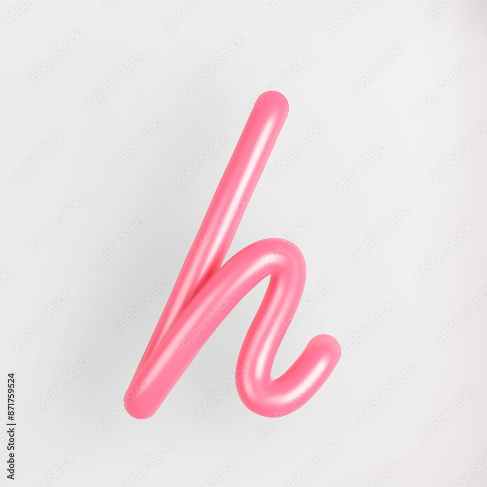 3D Pink Script Lowercase Letter H on light background. Cute Cursive Bubble typography symbol vector illustration. 3D Pink Script Lowercase Letter H on light background. Cute Cursive Bubble typography symbol vector illustration.