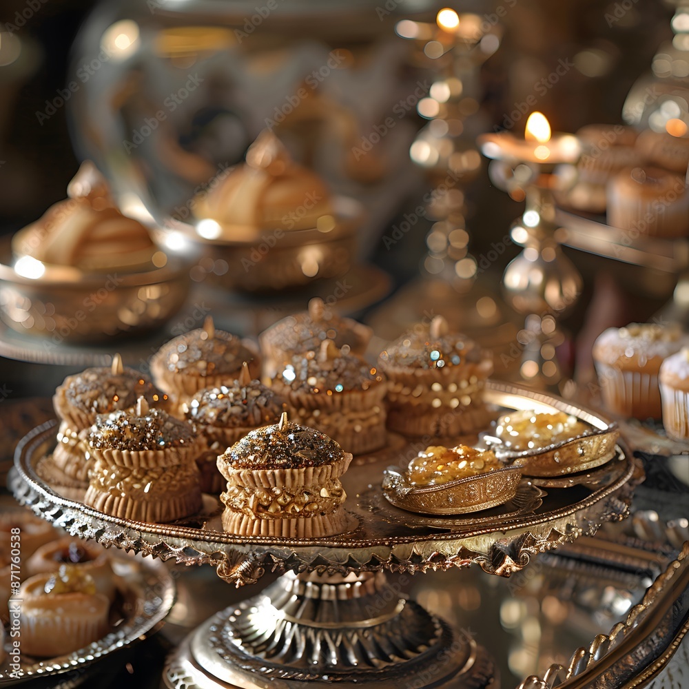 Golden Delights: A Festive Display of Moroccan Pastries Golden Delights: A Festive Display of Moroccan Pastries