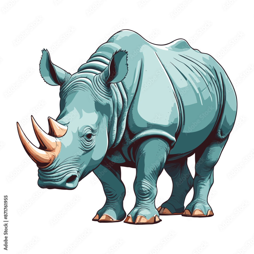 Fototapeta premium Hand Drawing Rhino Vector Illustration