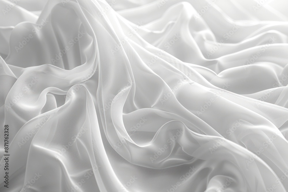 Fototapeta premium A white fabric with a pattern of swirls and ripples