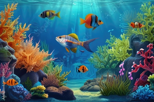 coral reef with fish and coral