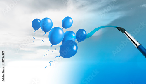 Ein Imaginärer Pinsel malt den Himmel blau