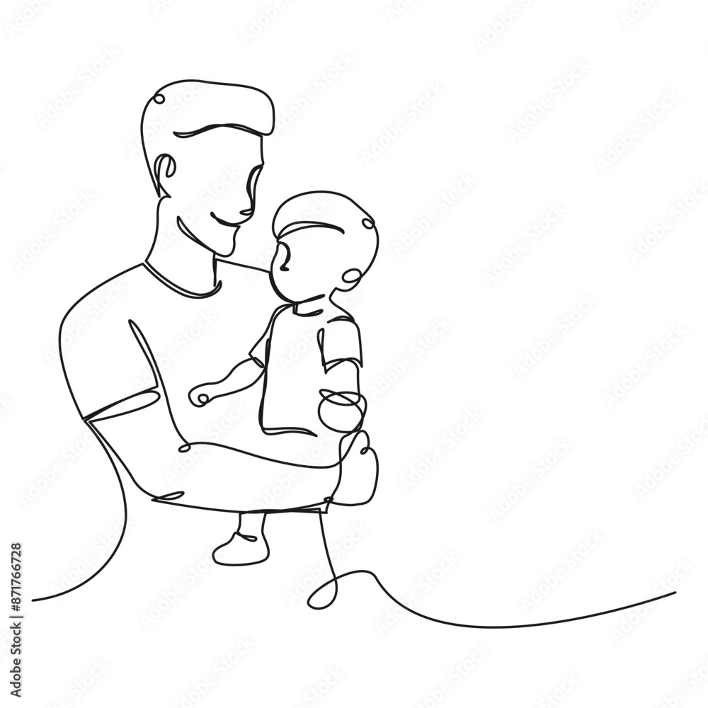 Happy father's day, Continuous one line drawing of father and son, design vector graphic illustration. Happy father's day, Continuous one line drawing of father and son, design vector graphic illustration.
