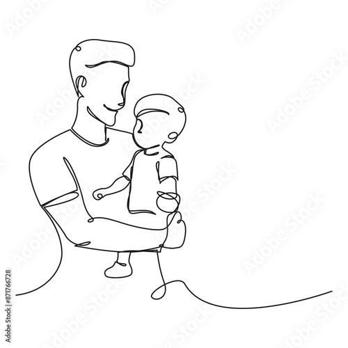 Happy father's day, Continuous one line drawing of father and son, design vector graphic illustration.