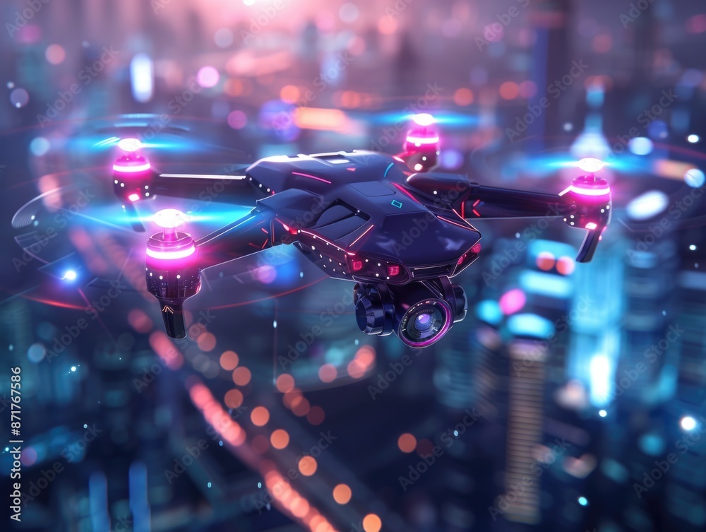 City Skyline Drone Flight City Skyline Drone Flight