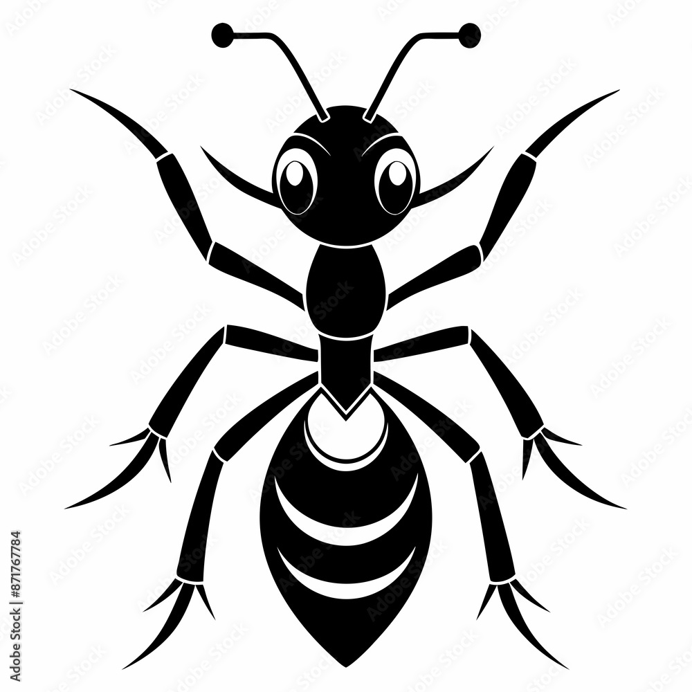 Fototapeta premium ant logo icon black shape white background
