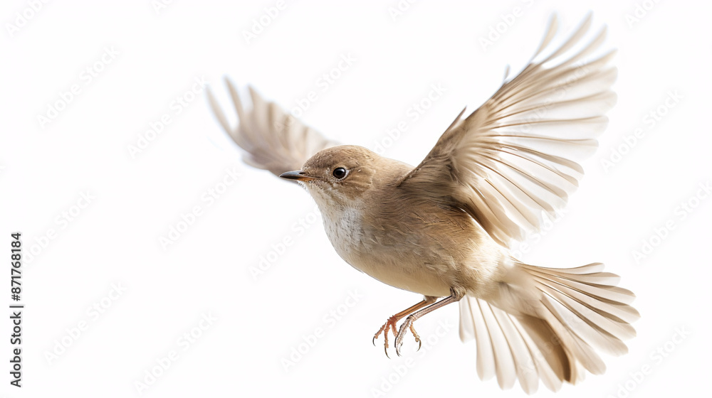 Flying Blackcap (Luscinia svecica) isolated on white background Flying Blackcap (Luscinia svecica) isolated on white background
