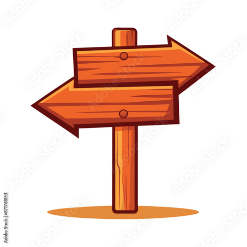 3d wooden sign, realistic blank signboard on road for pointing direction