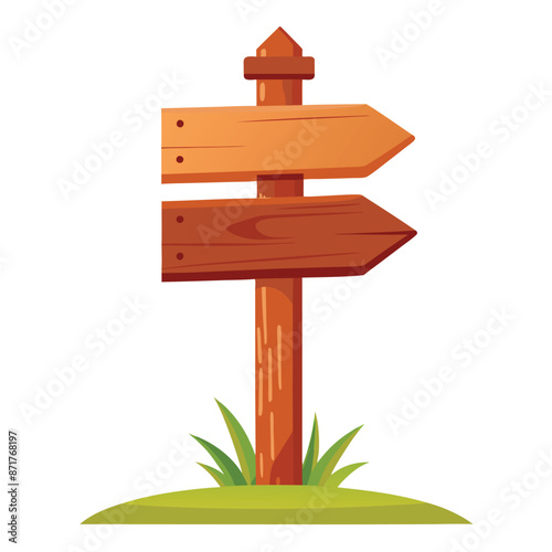 3d wooden sign, realistic blank signboard on road for pointing direction