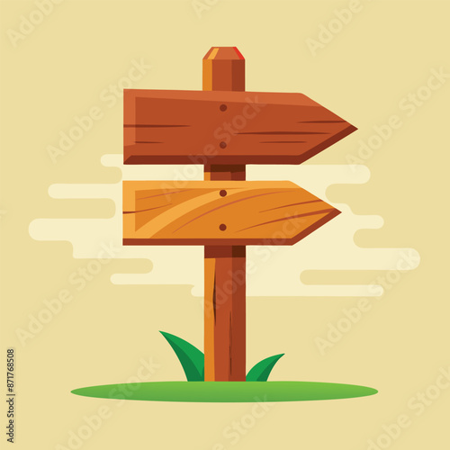 3d wooden sign, realistic blank signboard on road for pointing direction
