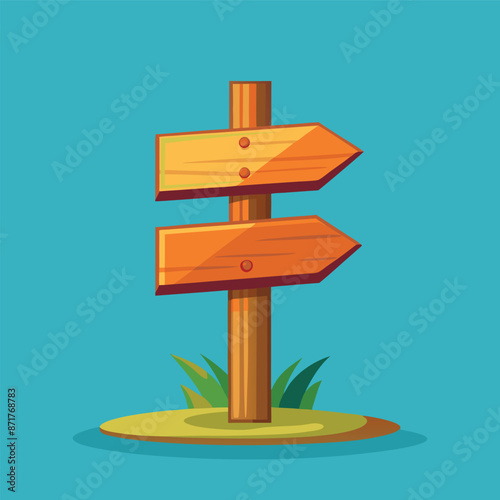 3d wooden sign, realistic blank signboard on road for pointing direction