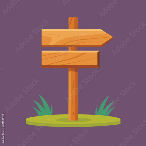 3d wooden sign, realistic blank signboard on road for pointing direction