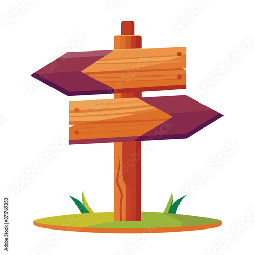 3d wooden sign, realistic blank signboard on road for pointing direction