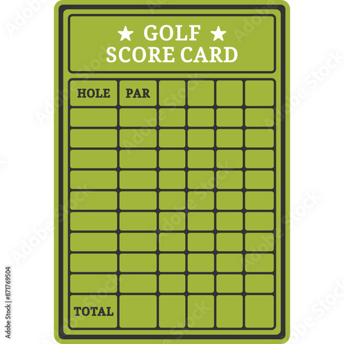 Golf Score Card Illustration Isolated Transparent Background
