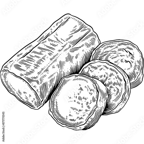 Hand drawn Goat Cheese Sketch Illustration