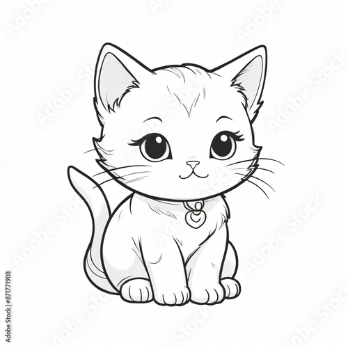 Cute kitty cat pet outline continuous hand drawn line art, clothing print