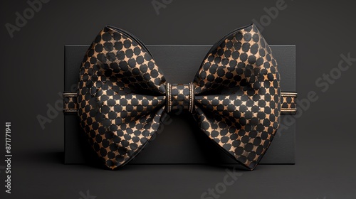 Sophisticated bowtieshaped gift box with elegant patterns, ideal for formal events, weddings, and gentlemens gifts Includes space for text Classy design photo