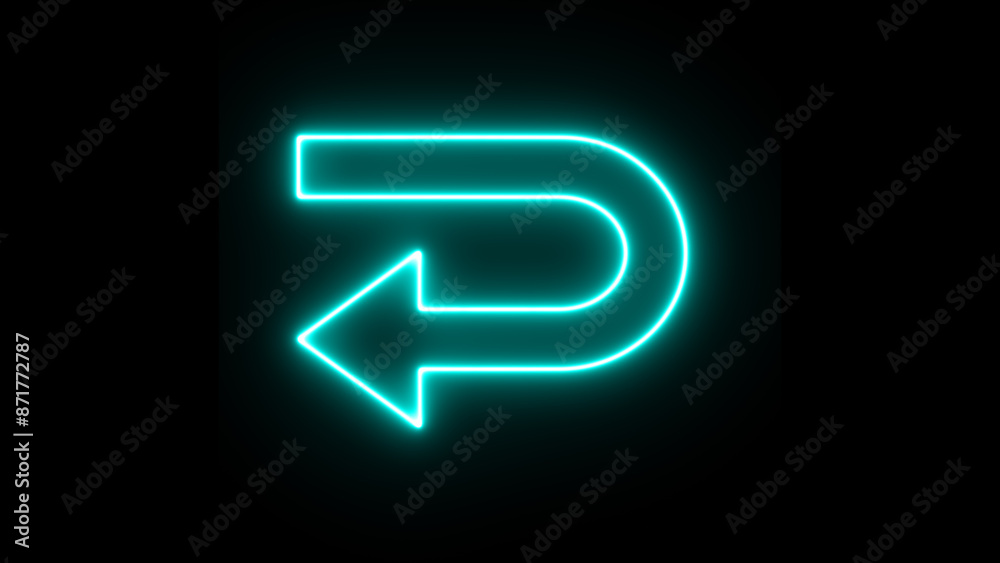 Glowing U-turn direction road arrow. Neon U-turn arrow icon. Glowing U-turn direction road arrow. Neon U-turn arrow icon.