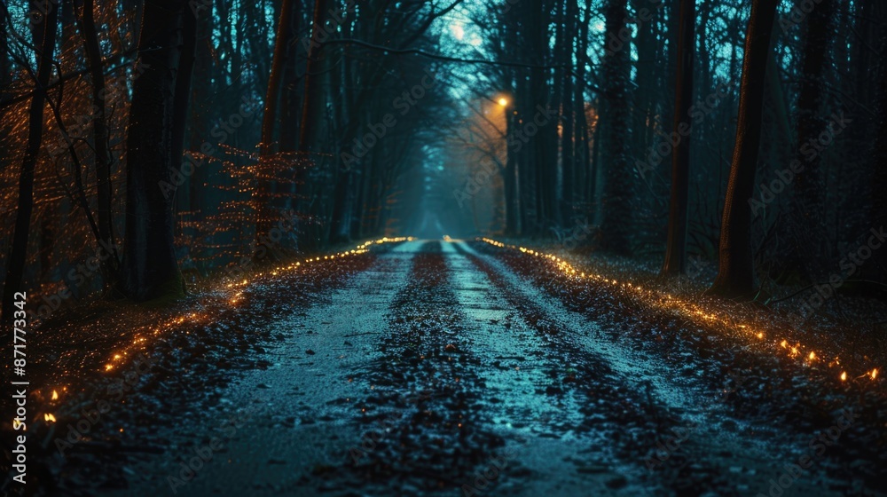Fototapeta premium Forest Road at Night