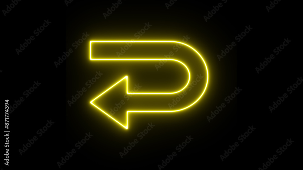 Glowing U-turn direction road arrow. Neon U-turn arrow icon. Glowing U-turn direction road arrow. Neon U-turn arrow icon.
