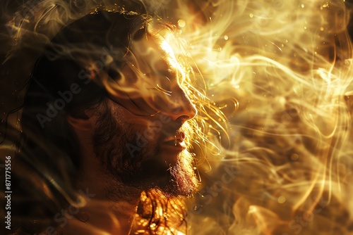 Ethereal depiction of Jesus Christ with radiant light, spiritual and serene atmosphere