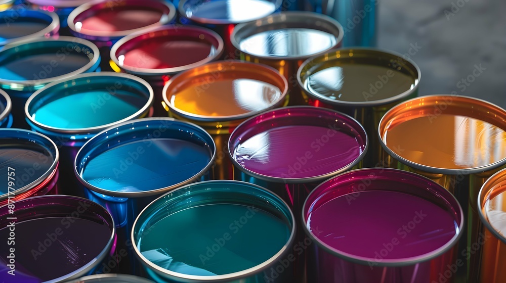 Fototapeta premium automotive paint cans in a variety of colors