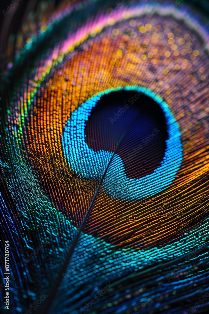 Obraz premium Peacock feather closeup