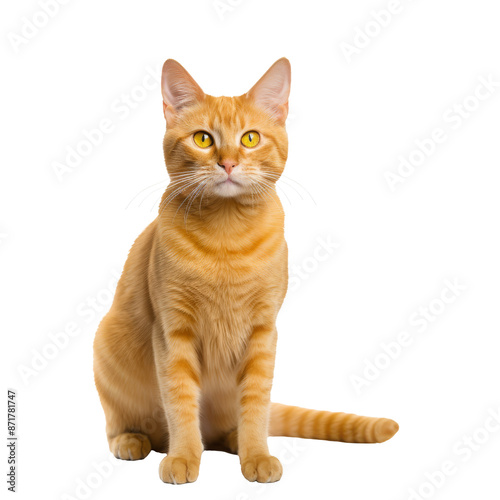 Yellow Cat Sitting in Profile View