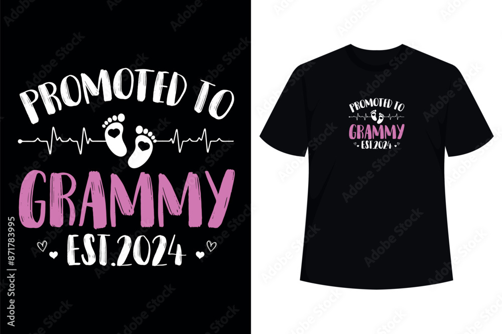Womens Promoted to Gammy 2024 Funny Baby Family T-Shirt