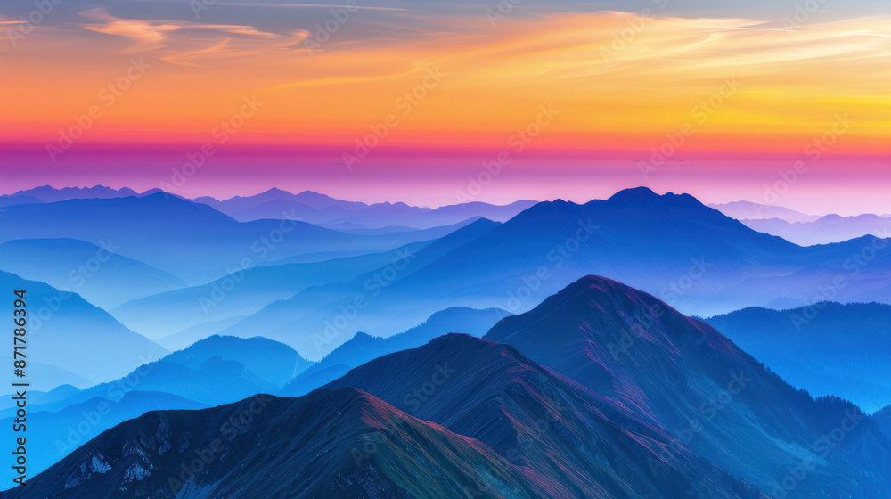 The mountains are covered in a beautiful blue sky The mountains are covered in a beautiful blue sky