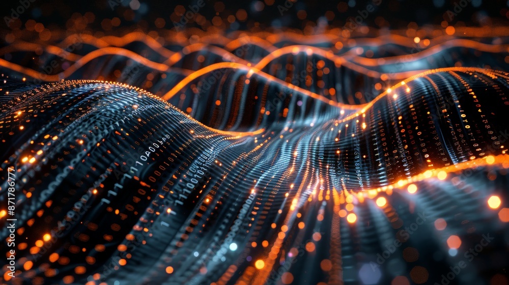 A visually striking image of data streams transformed into intricate patterns of encrypted symbols A visually striking image of data streams transformed into intricate patterns of encrypted symbols