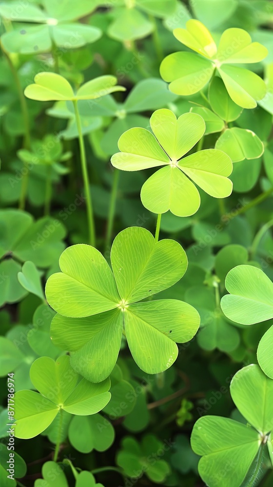 Field of all four leaf clovers, shamrock, grass background. Field of all four leaf clovers, shamrock, grass background.