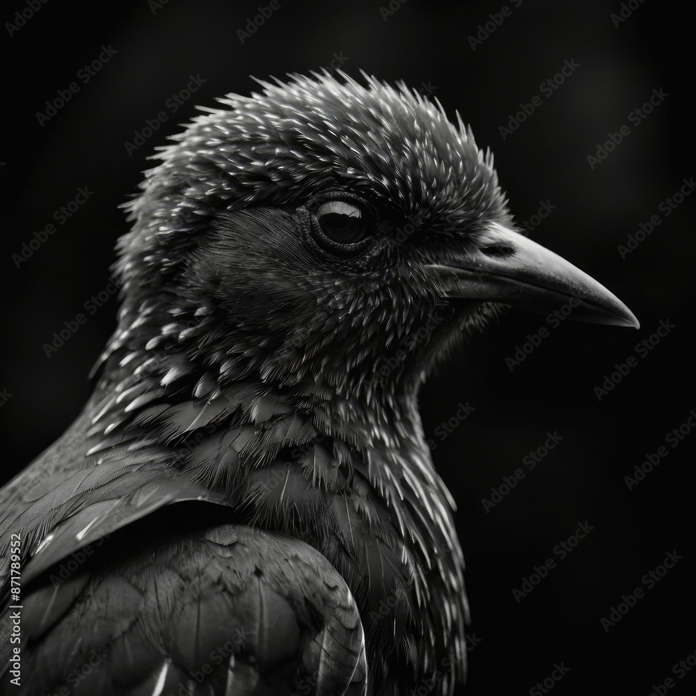 Fototapeta premium Professional Black and White Bird Photography. Closeup