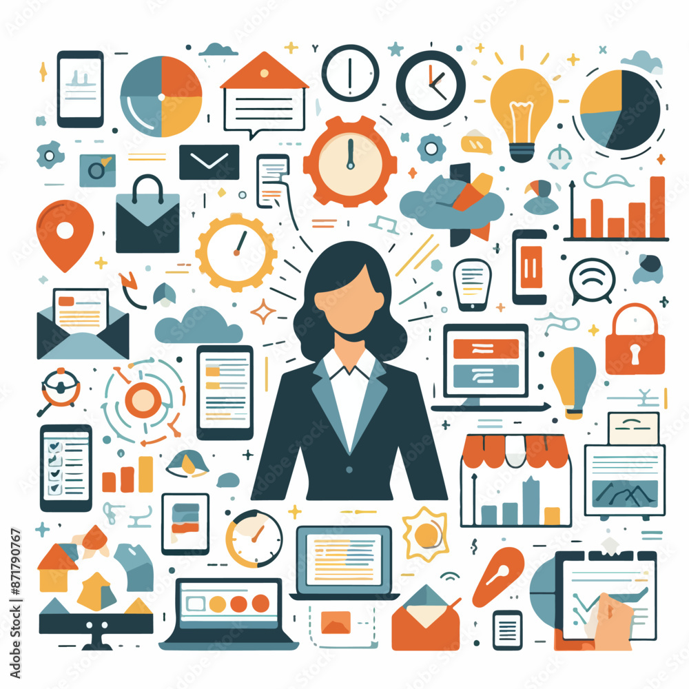 Multitasking Woman Vector Image Multitasking Woman Vector Image