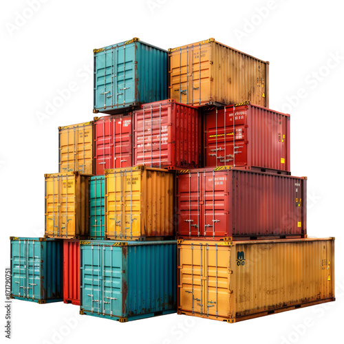 Containers for Import/Export Business Isolated on Transparent or White Background, PNG photo