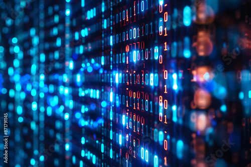 Wallpaper Mural blue binary background. computer language matrix. multiple exposure photo of LED screen displaying information codes Torontodigital.ca